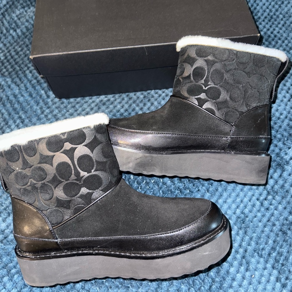 Like New Coach INDI Black Suede Booties - Picture 5 of 7